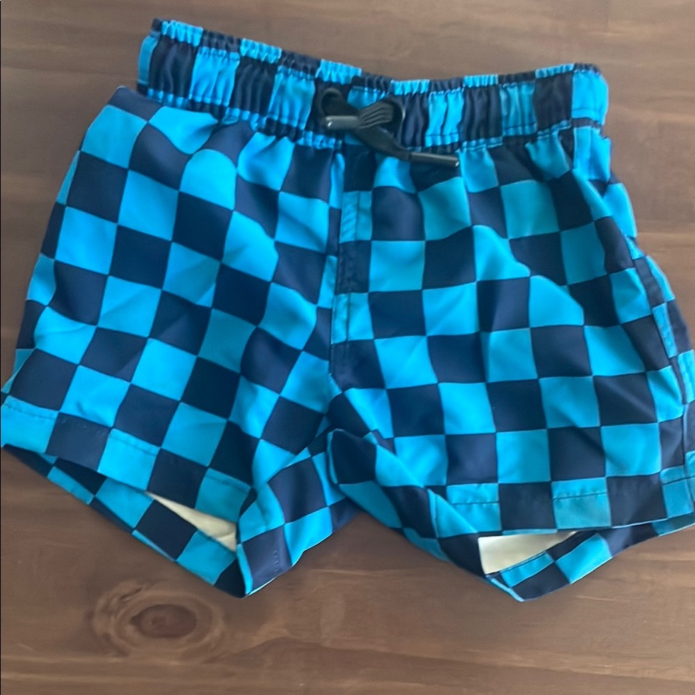 Coral Reef Blue Checkered Swim Trunks